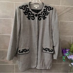 John Meyer Black & White Houndstooth Blazer Sz 16W